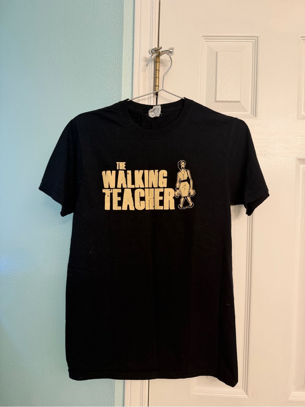 The Walking Teacher Graphic Tee - Black with cream Print